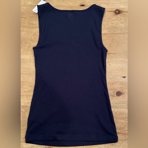 NWT GAP Womens cotton ribbed t blue white logo casual spring summer  SM - Picture 2 of 7